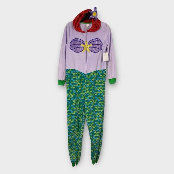 Disney Little Mermaid Ariel One Piece Pajamas Womens XS UnionSuit Hoodie - Picture 2 of 7